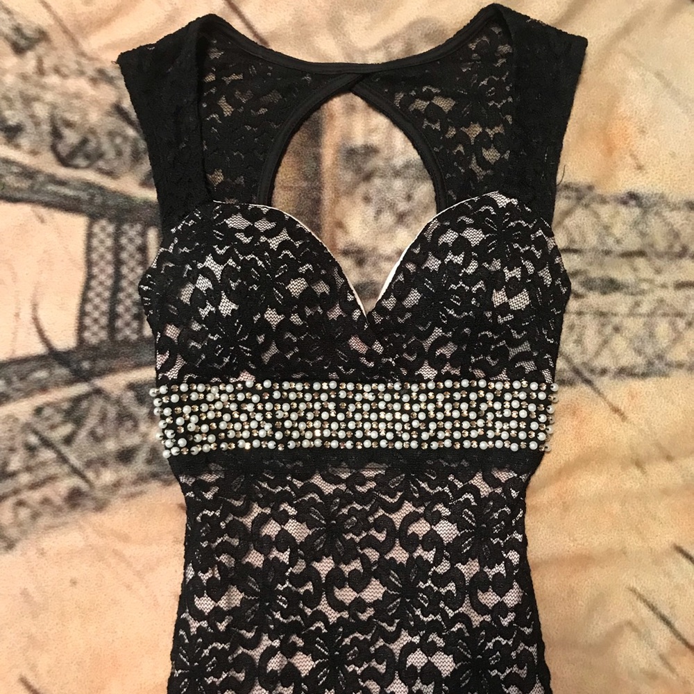 Blue S LA Black Lace with Pink underlay Size S